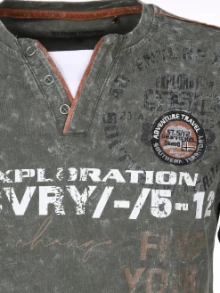 Herren Henleyshirt in Used 2in1 Optik