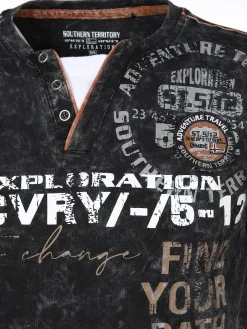 Herren Henleyshirt in Used 2in1 Optik