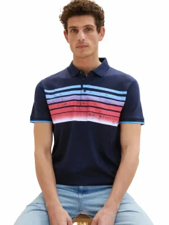 Herren Poloshirt mit Streifenprint