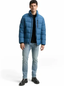 Herren Pufferjacke mit herausnehmbarer Kapuze im Stehkragen