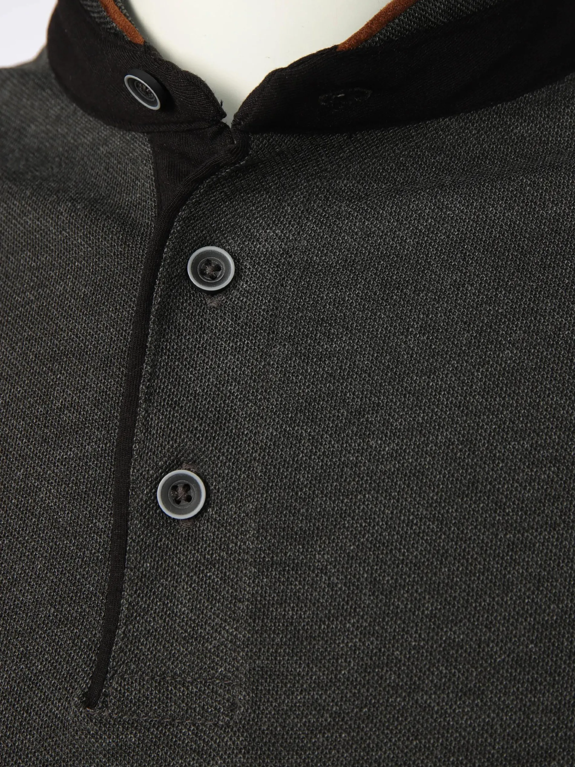 Herren Stehkragenshirt mit Knopfleiste