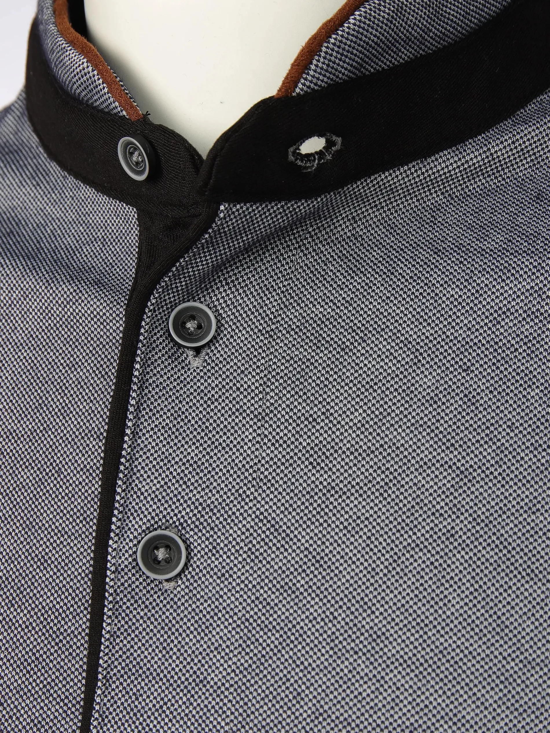 Herren Stehkragenshirt mit Knopfleiste