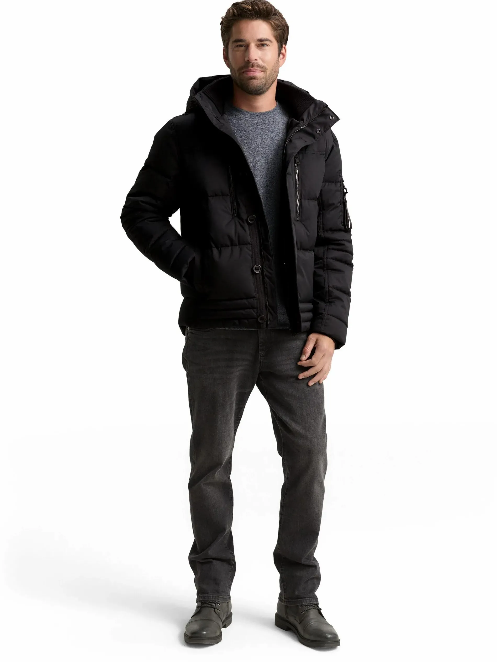 Herren Steppjacke mit Kapuze