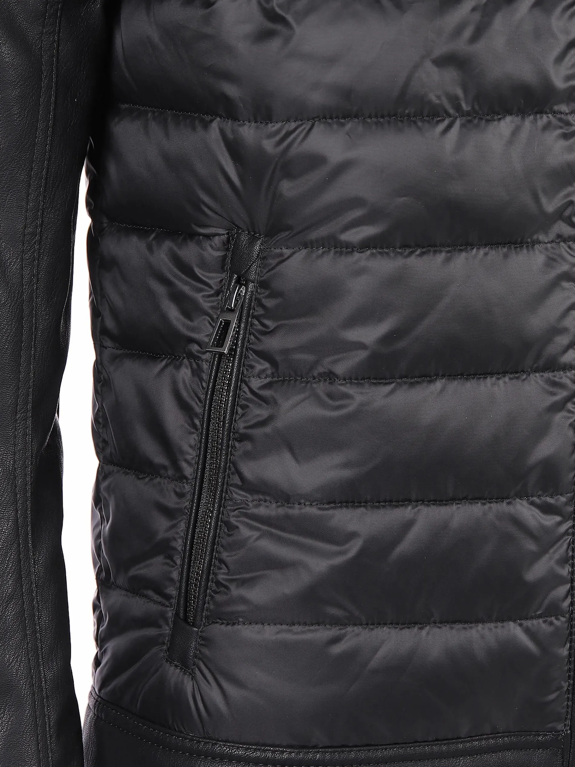 Herren Steppjacke mit Kunstleder