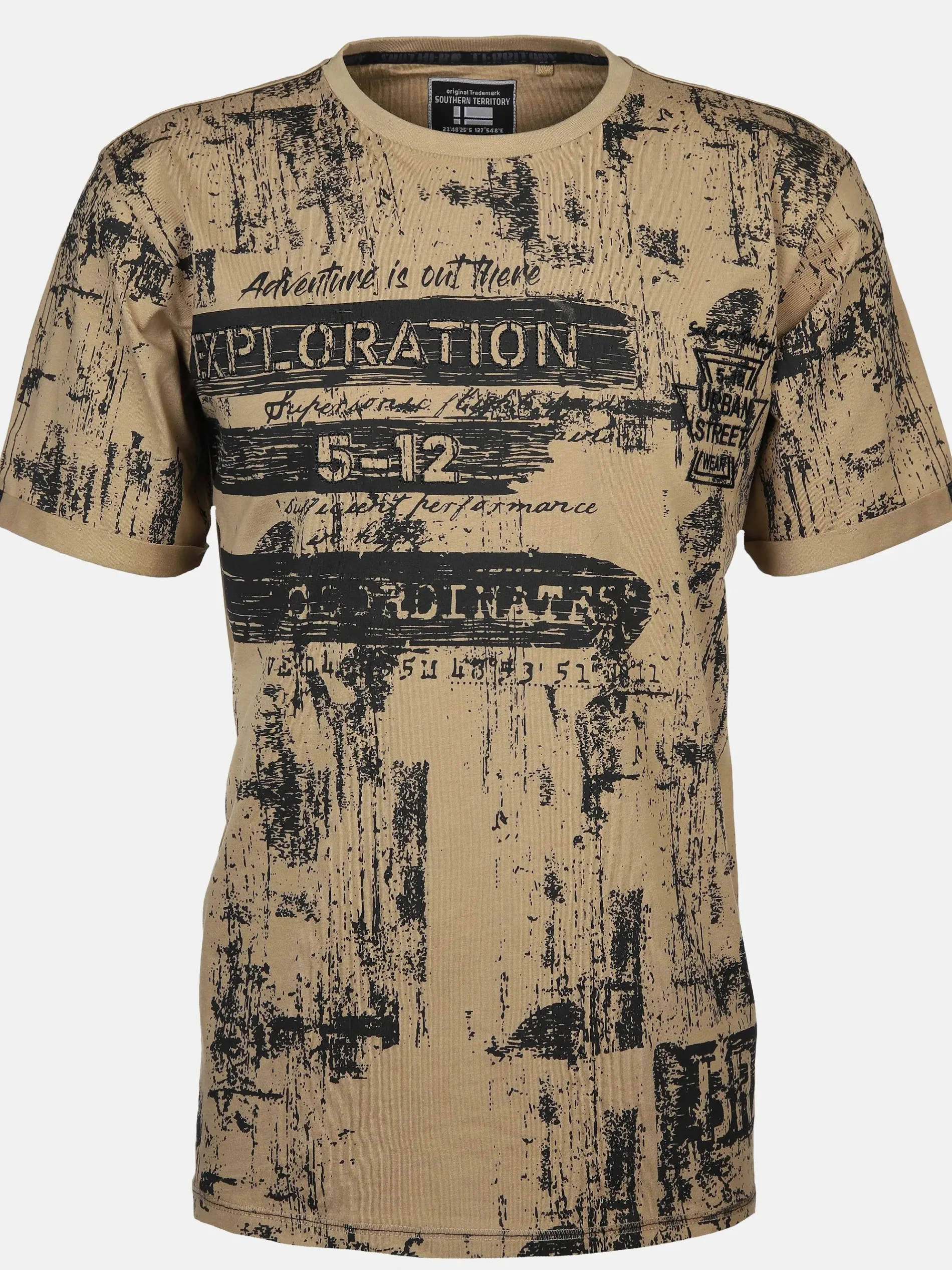 Herren T-Shirt mit Alloverprint und Stickerei