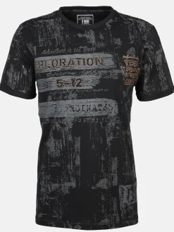 Herren T-Shirt mit Alloverprint und Stickerei