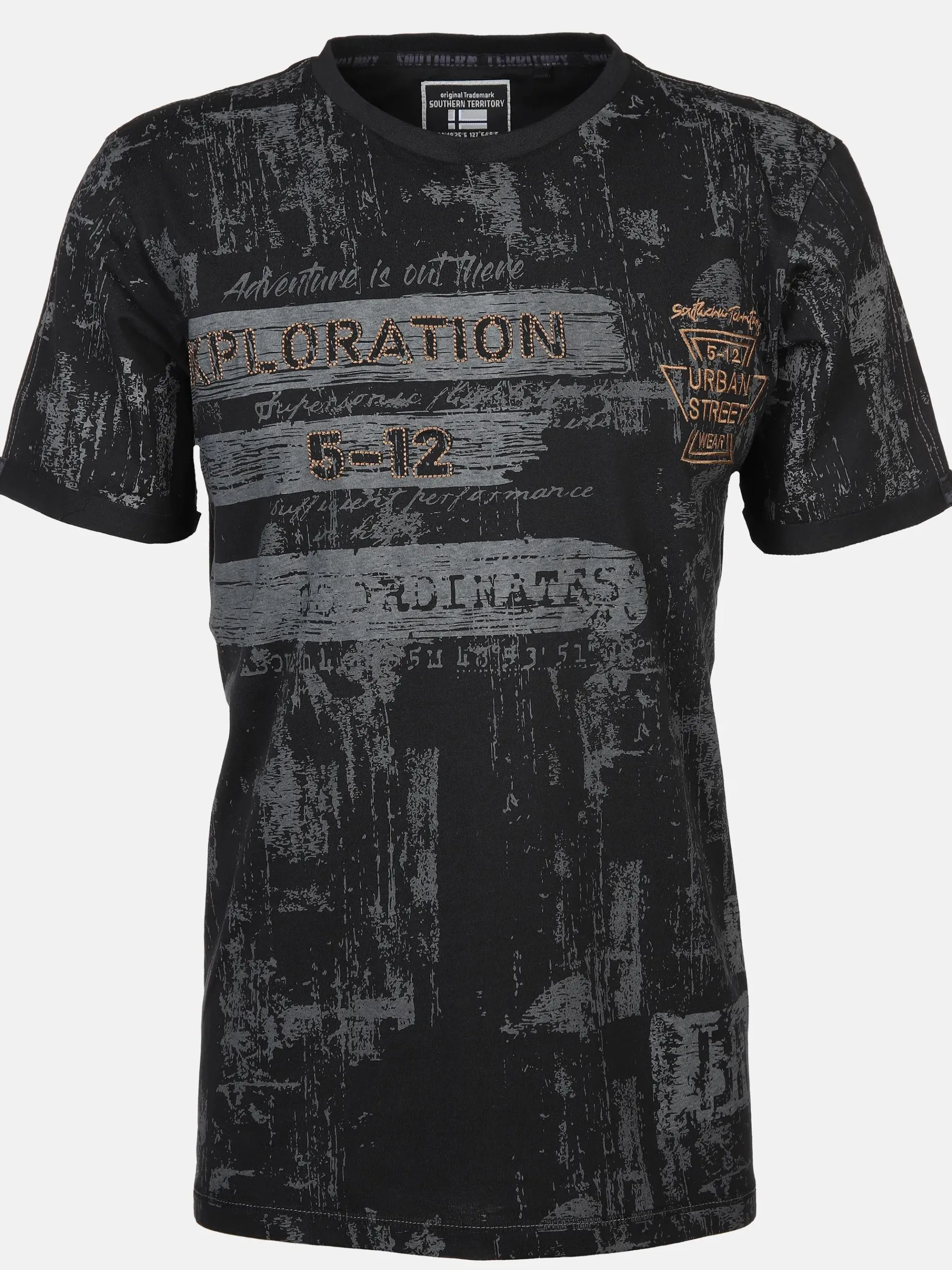 Herren T-Shirt mit Alloverprint und Stickerei