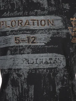 Herren T-Shirt mit Alloverprint und Stickerei