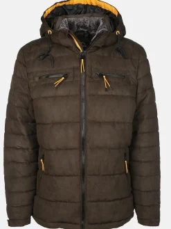 Herren Velour Steppjacke mit Kapuze