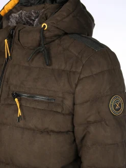 Herren Velour Steppjacke mit Kapuze