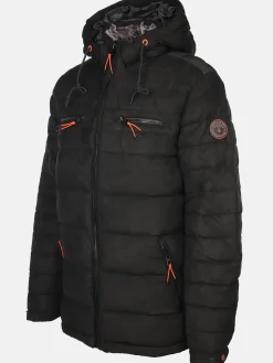 Herren Velour Steppjacke mit Kapuze