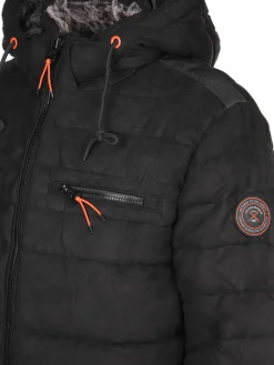 Herren Velour Steppjacke mit Kapuze