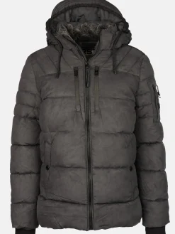 Herren Velour Steppjacke mit Kapuze