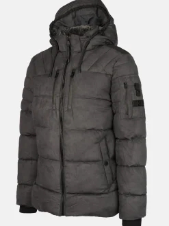 Herren Velour Steppjacke mit Kapuze