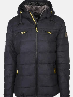 Herren Velour Steppjacke mit Kapuze