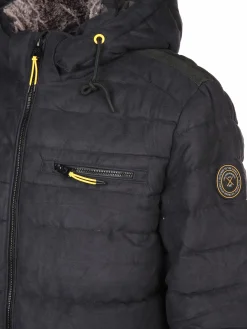 Herren Velour Steppjacke mit Kapuze