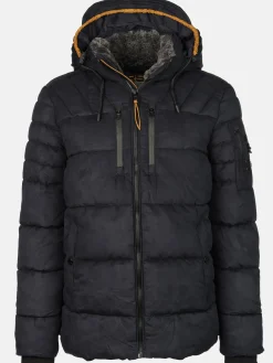 Herren Velour Steppjacke mit Kapuze