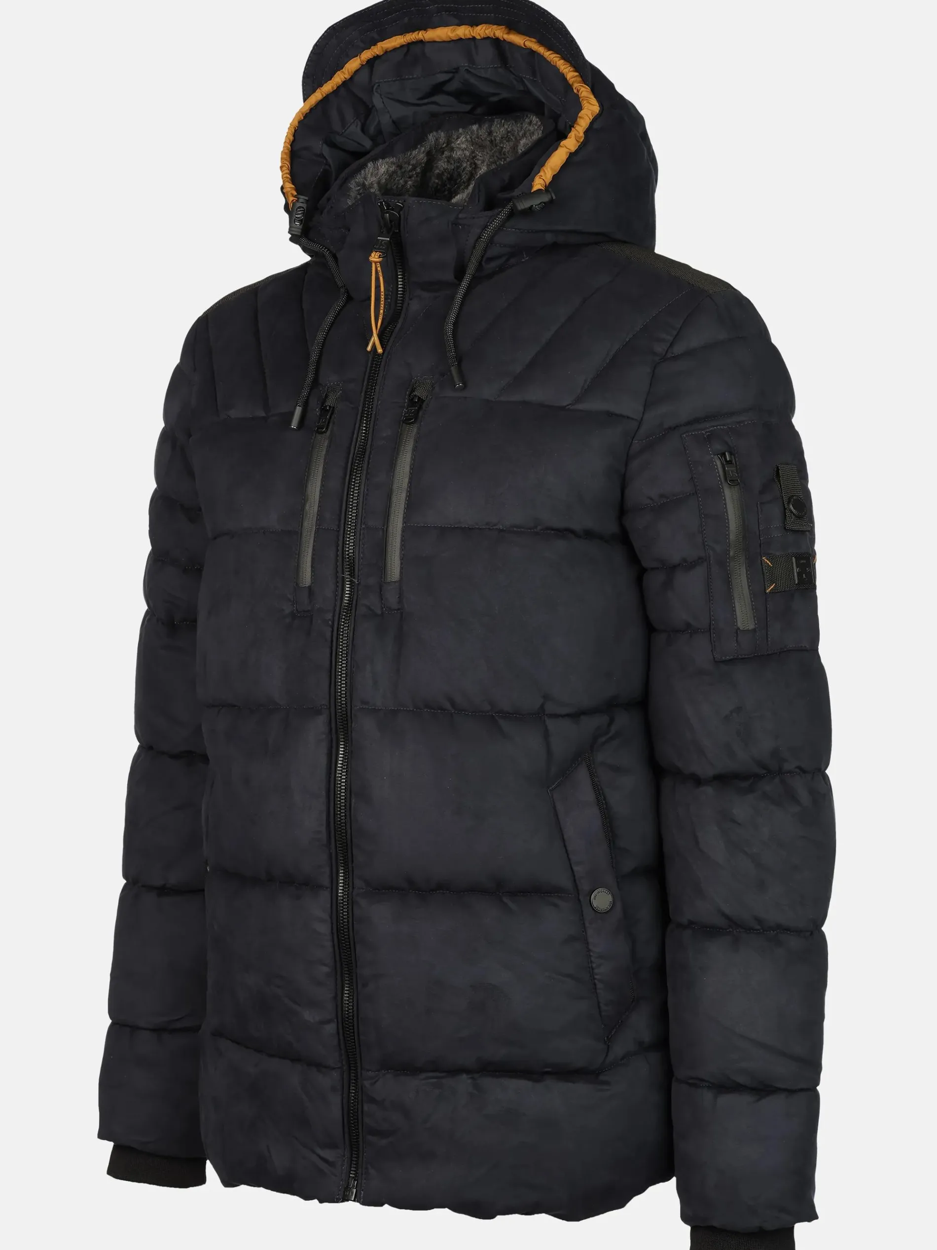 Herren Velour Steppjacke mit Kapuze