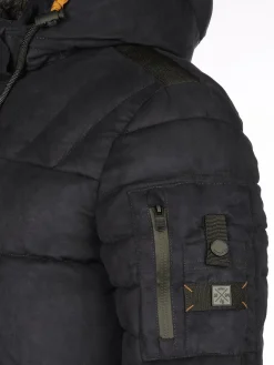 Herren Velour Steppjacke mit Kapuze