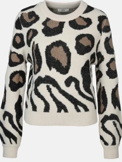 Jacquline JDYLORRAINE ANIMAL L/ Pullover mit abstraktem Leoprint