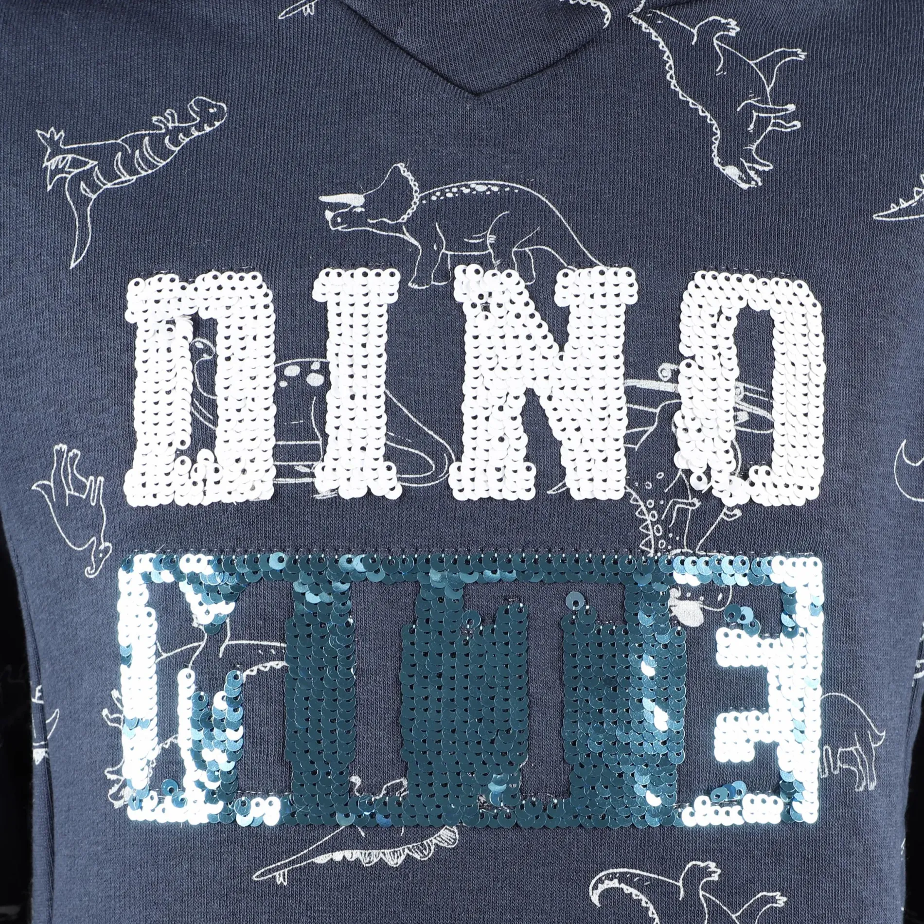 Jungen Hoodie mit Paillettenprint und Dinodruck
