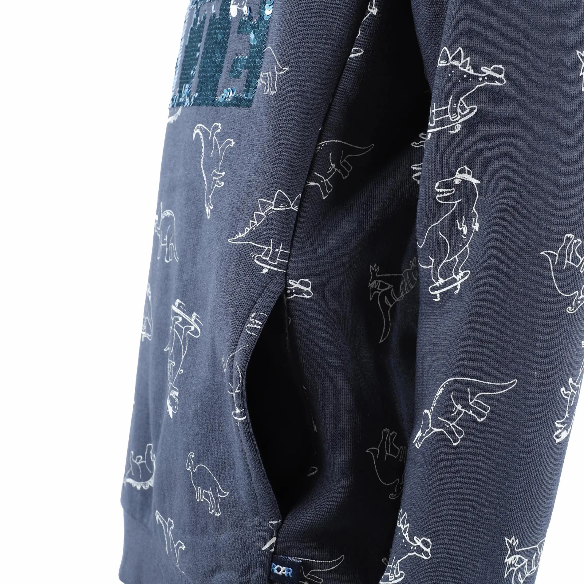 Jungen Hoodie mit Paillettenprint und Dinodruck