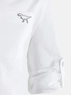 Jungen Langarm-Hemd mit Dino Stickerei