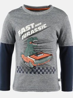 Jungen Langarmshirt mit Dinoprint im 2in1 Look