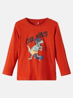 Jungen Langarmshirt mit Frontprint und Applikation