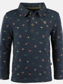 Jungen Poloshirt mit langem Arm im Minimalprint