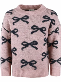 Mädchen Jaquard Pullover mit Allover Schleifchen-Motiv