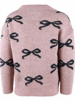 Mädchen Jaquard Pullover mit Allover Schleifchen-Motiv