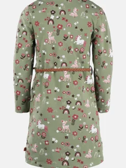 Mädchen Kleid mit Minimalprint und Gürtel