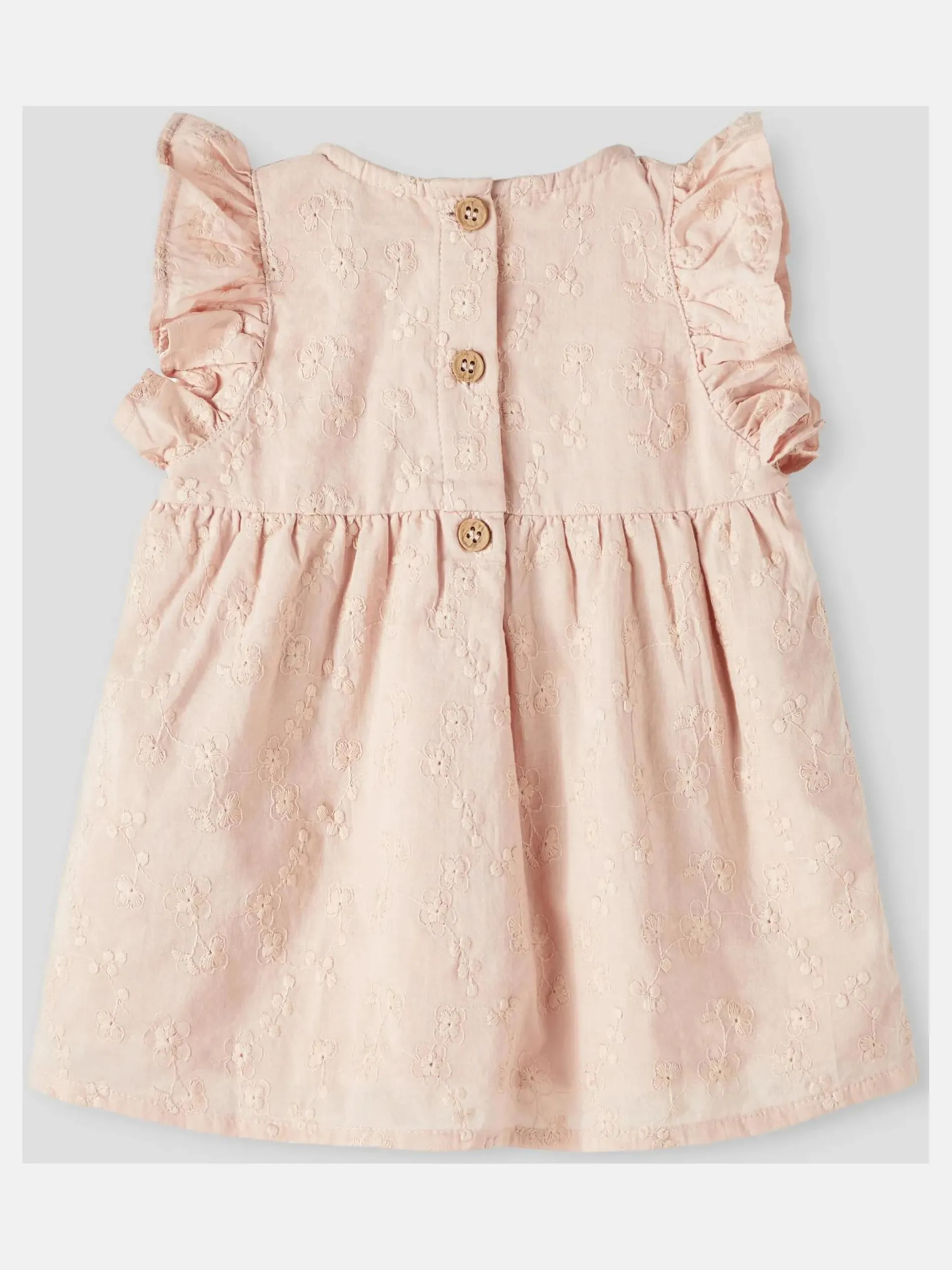 Mädchen Kleid mit Stickerei und Flügelärmelchen