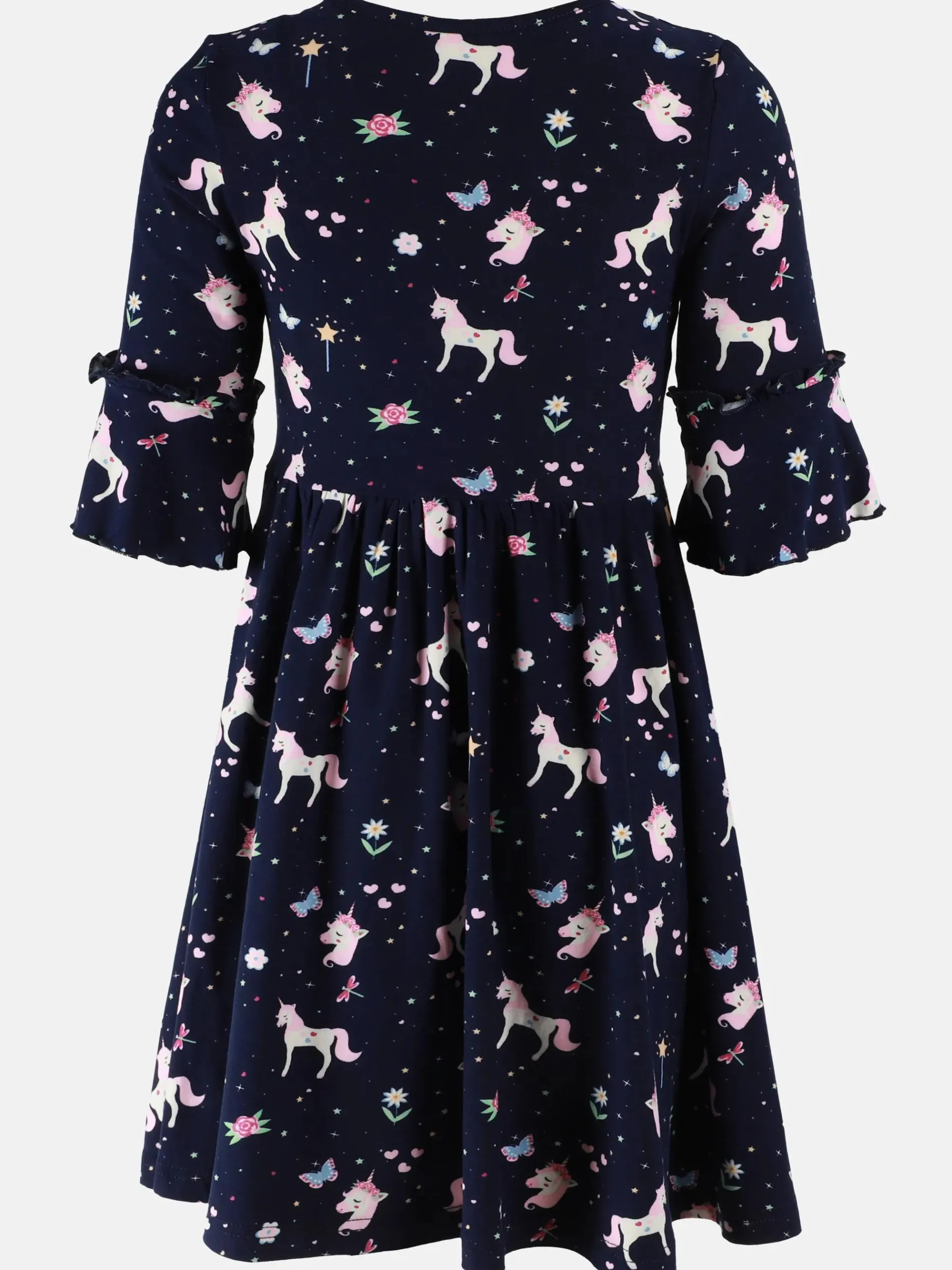 Mädchen Kleid mit Volants im Minimalprint
