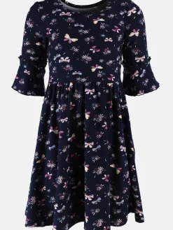 Mädchen Kleid mit Volants im Minimalprint