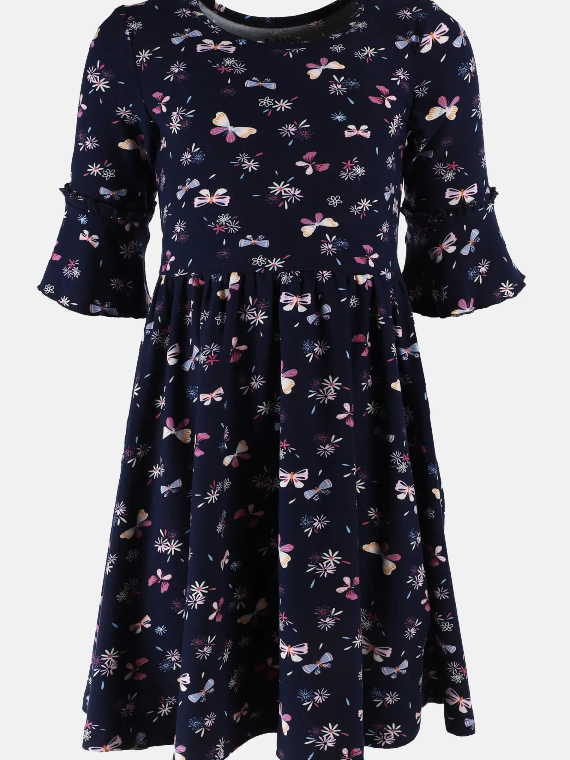 Mädchen Kleid mit Volants im Minimalprint