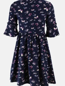 Mädchen Kleid mit Volants im Minimalprint