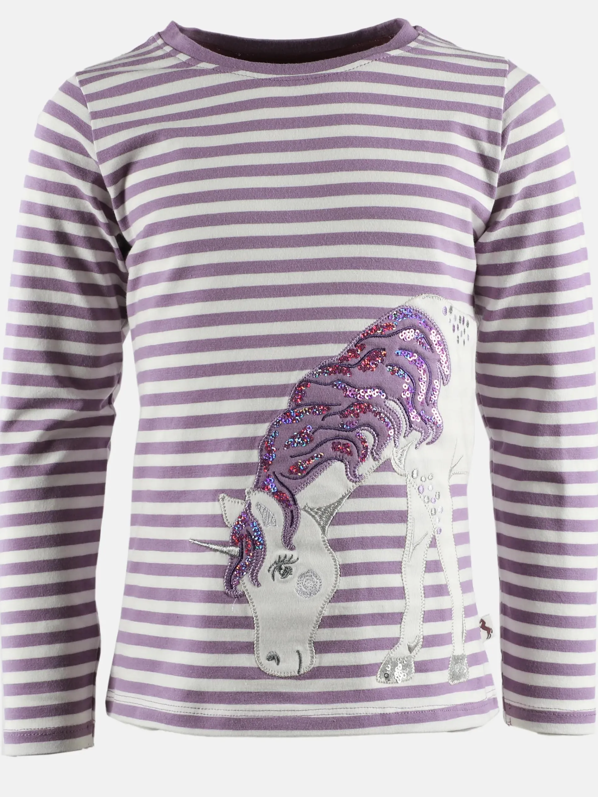 Mädchen Langarmshirt mit Pailletten und Einhorn-Appliaktion