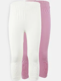 Mädchen Leggings im 2er Pack mit Schmetterlingseinsatz