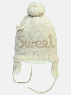 Mädchen Mütze mit Schleife und Bommel