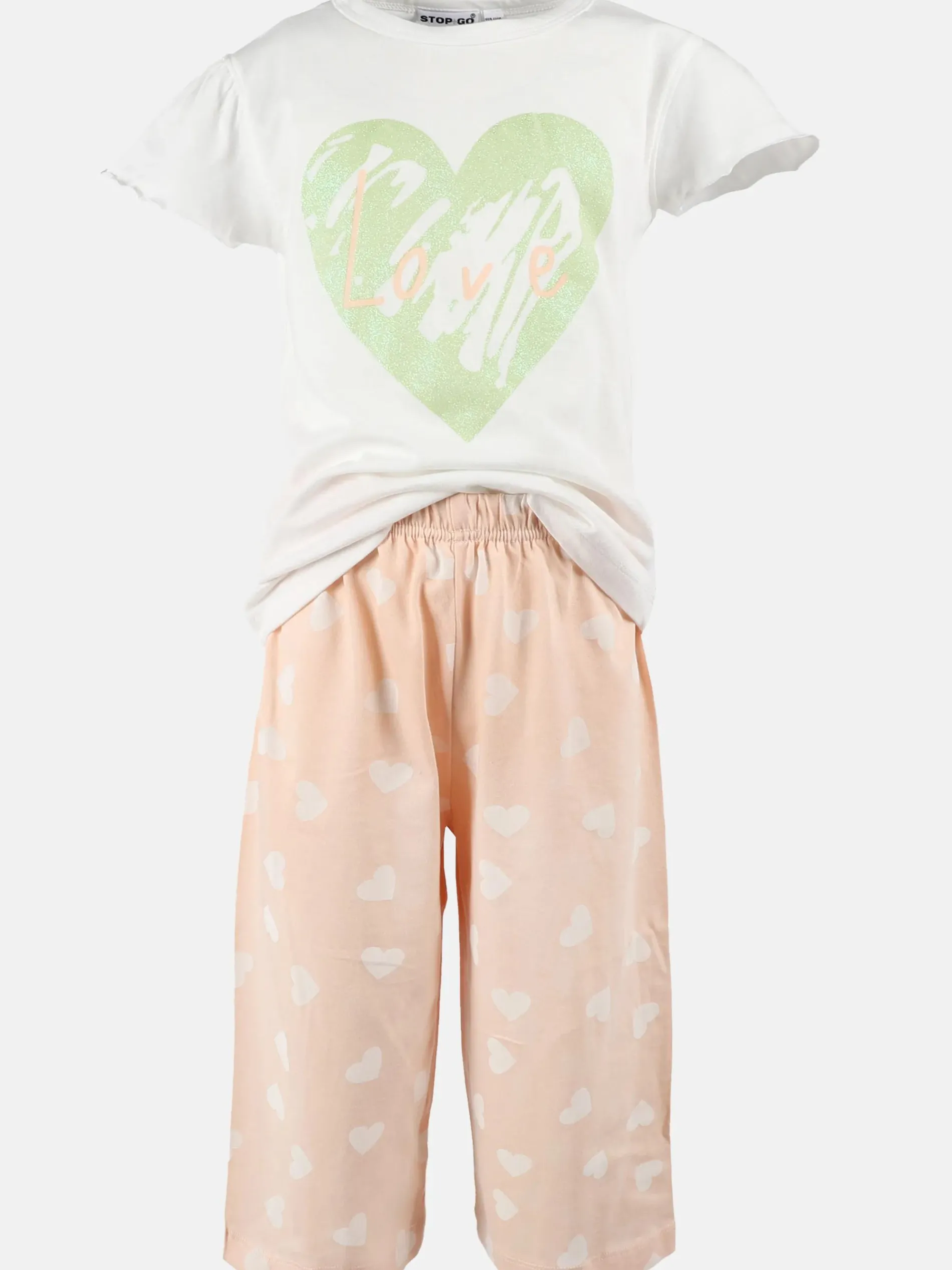 Mädchen Pyjama mit Herzchenmotiv