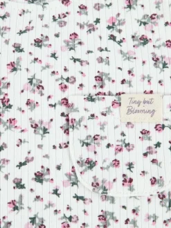 Mädchen Rippshirt mit Blümchenprint