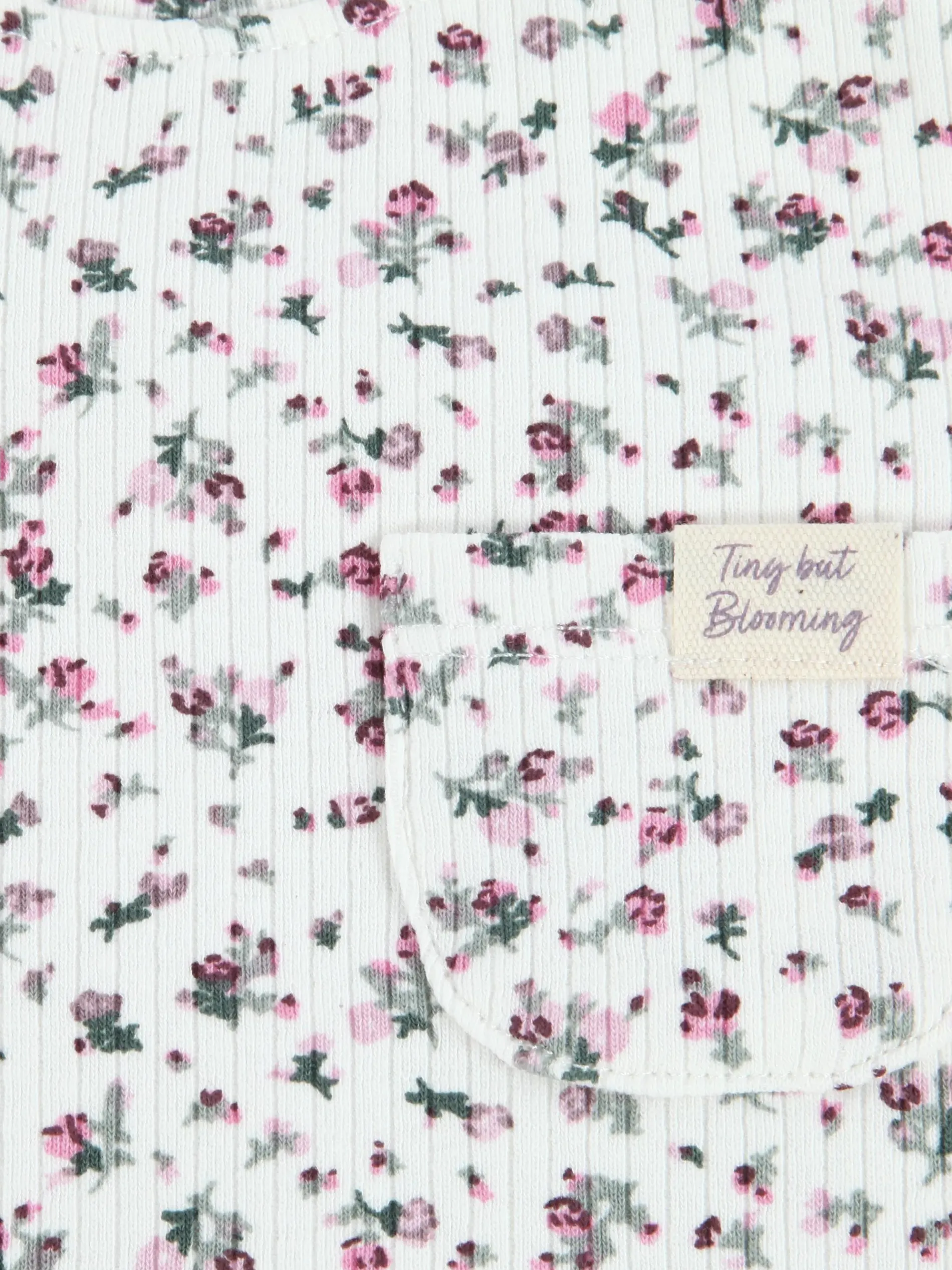 Mädchen Rippshirt mit Blümchenprint