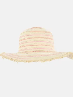 Mädchen Strohhut mit Kontraststreifen
