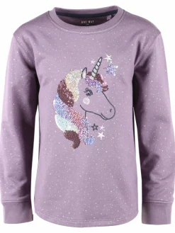Mädchen Sweatshirt mit Einhorn Pailletten-Applikation