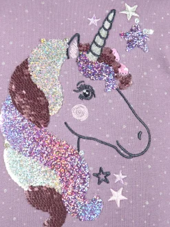 Mädchen Sweatshirt mit Einhorn Pailletten-Applikation
