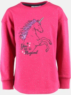 Mädchen Sweatshirt mit Paillettenmotiv und Stickerei