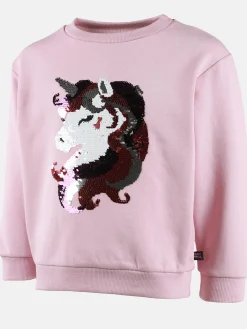 Mädchen Sweatshirt mit Pailletten-Einhornmotiv