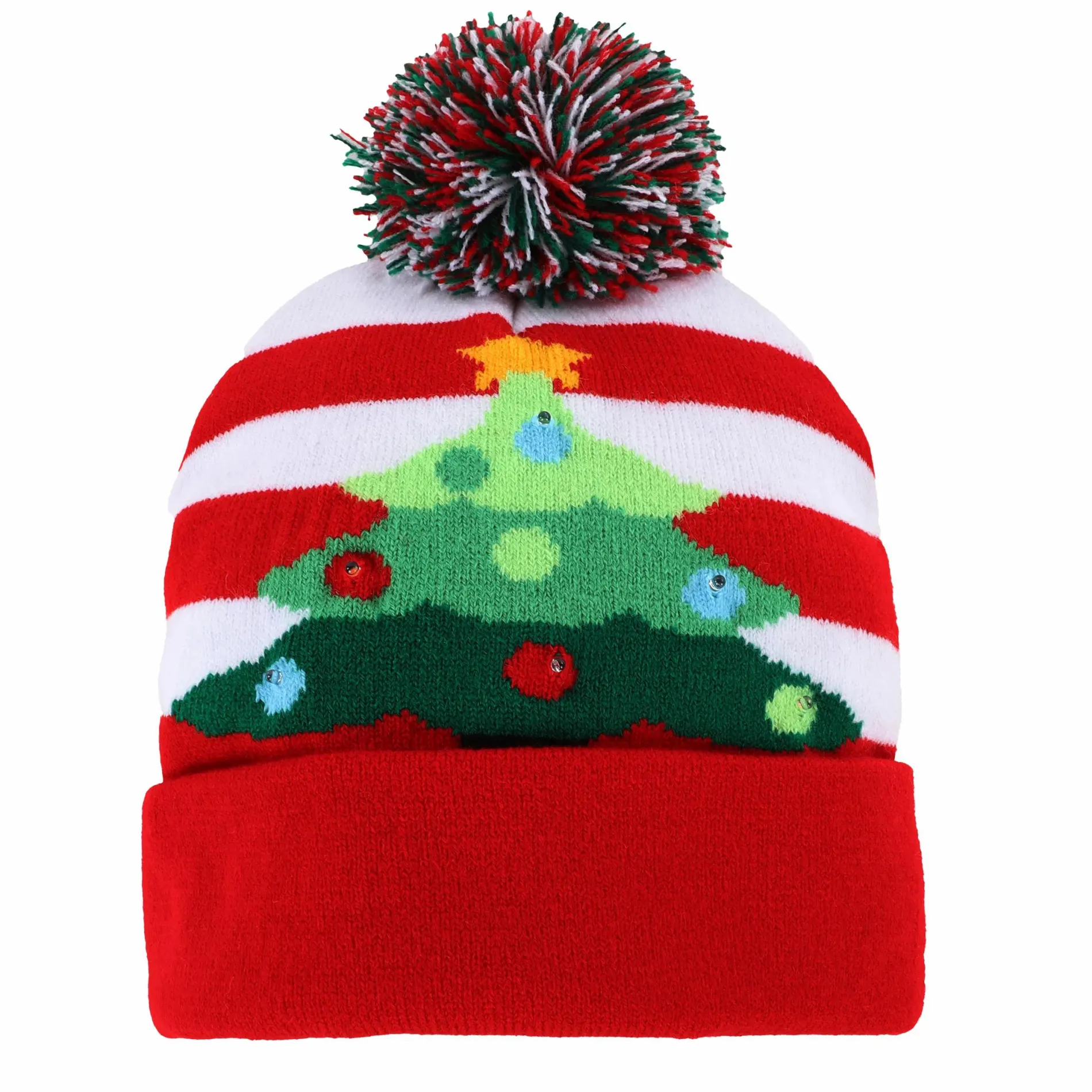 Mütze im weihnachtlichen Stil mit Bommel